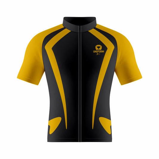 Yellow Cycling Uniform: This vibrant yellow cycling set includes a breathable jersey and shorts. Designed for road and mountain biking, it offers comfort, performance, and an aerodynamic fit. Ideal for both enthusiasts and professional cyclists.
