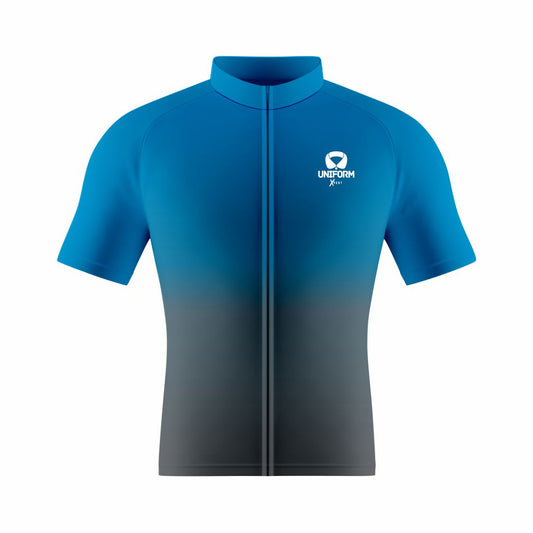 Blue Cycling Uniform: This striking blue cycling set features a breathable jersey and shorts. Designed for road and mountain biking, it offers comfort, performance, and an aerodynamic fit. Ideal for cyclists seeking a vibrant and stylish look on their rides. Keywords: blue cycling uniform, cycling jersey, cycling shorts, road biking, mountain biking, professional cycling, cycling kit, cycling apparel, cycling gear, biking clothes, cycling outfit