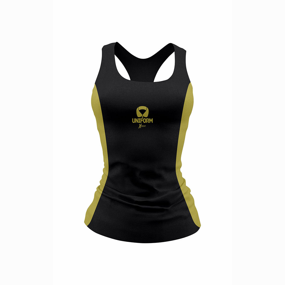 Yellow Women's Netball Uniform: Stand out on the court with our bright yellow netball uniform for women. This set includes a breathable jersey and matching shorts, designed for agility and comfort during gameplay. Shine with confidence in our premium set. Keywords: yellow women's netball uniform, netball jersey, netball shorts