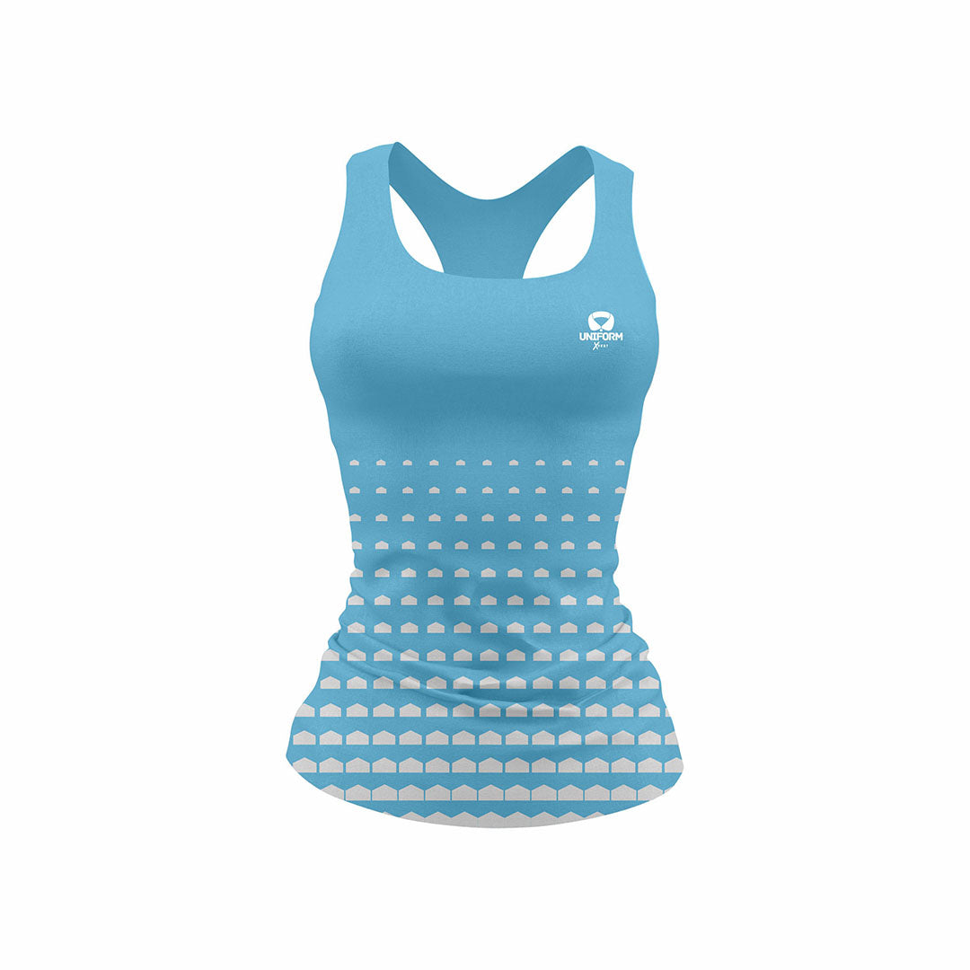 Blue Women's Netball Uniform: Elevate your game with our sleek blue netball uniform for women. This set features a breathable jersey and matching shorts, designed for agility and comfort on the court. Play with confidence in our premium set. Keywords: blue women's netball uniform, netball jersey, netball shorts