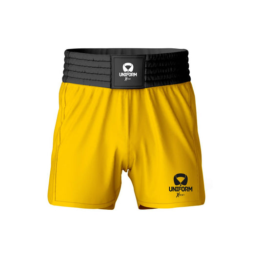 Yellow MMA Shorts: Brighten up your training sessions with our vibrant yellow MMA shorts. Engineered for durability and flexibility, these shorts offer superior comfort and unrestricted movement during intense workouts. Make a statement in the gym with our premium yellow design. Keywords: yellow MMA shorts, mixed martial arts shorts, training gear, athletic shorts