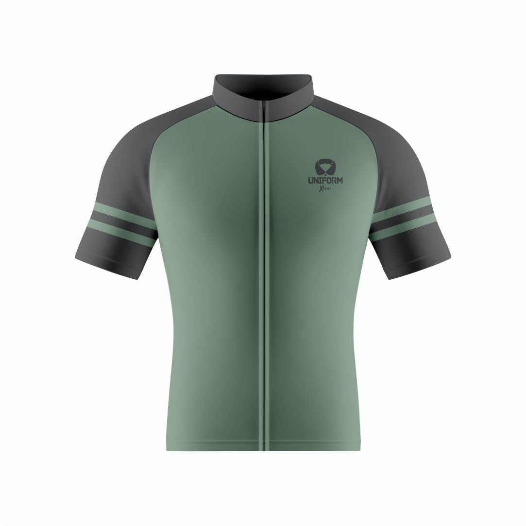 Dark Green Cycling Uniform: This sophisticated dark green cycling set features a breathable jersey and shorts. Crafted for road and mountain biking, it ensures comfort, performance, and an aerodynamic fit. Ideal for cyclists who appreciate a timeless and distinguished look on their rides. Keywords: dark green cycling uniform, cycling jersey, cycling shorts, road biking, mountain biking, professional cycling, cycling kit, cycling apparel, cycling gear, biking clothes, cycling outfit