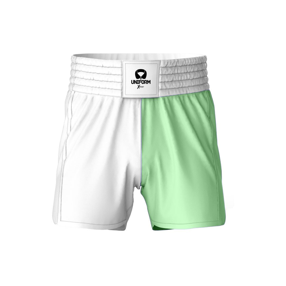 Light Green MMA Shorts: Refresh your training sessions with our light green MMA shorts. Built for durability and flexibility, these shorts offer superior comfort and unrestricted movement during intense workouts. Stand out in the gym with our premium light green design. Keywords: light green MMA shorts, mixed martial arts shorts, training gear, athletic shorts