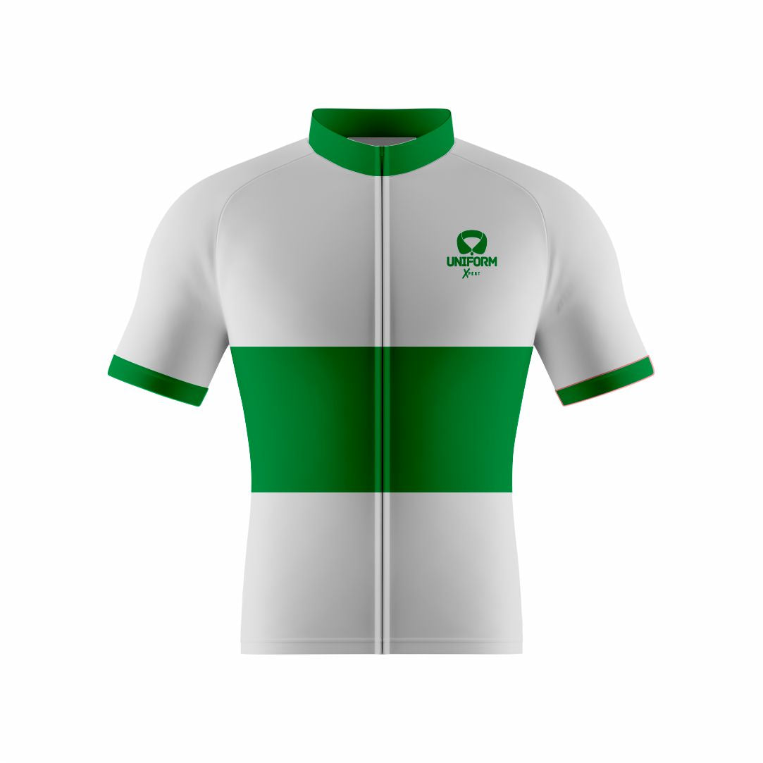 Green Cycling Uniform: This vibrant green cycling set includes a breathable jersey and shorts. Tailored for road and mountain biking, it offers comfort, performance, and an aerodynamic fit. Perfect for cyclists who want to add a fresh and energetic look to their rides. Keywords: green cycling uniform, cycling jersey, cycling shorts, road biking, mountain biking, professional cycling, cycling kit, cycling apparel, cycling gear, biking clothes, cycling outfit