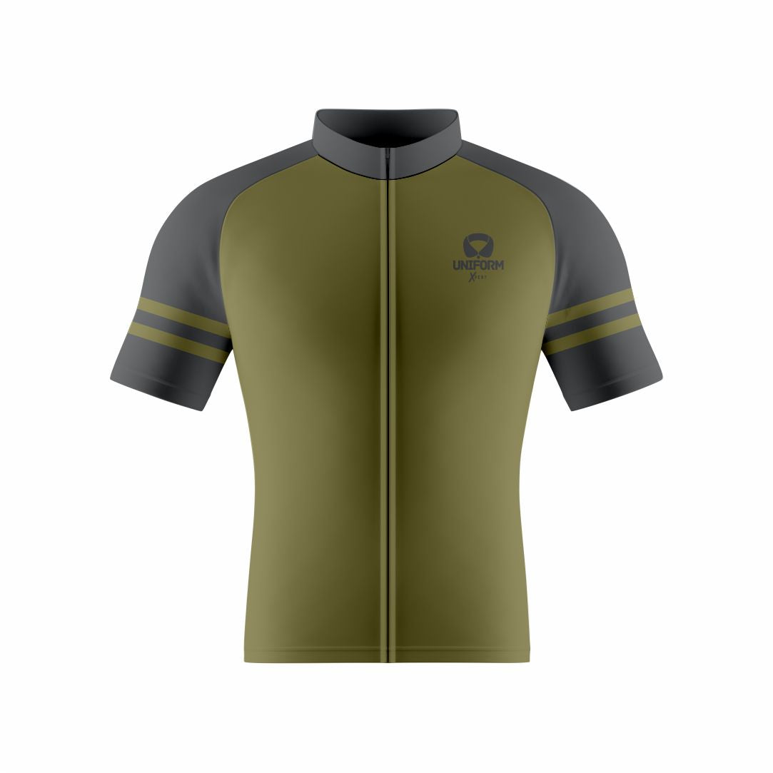 Olive Green Cycling Uniform: This sleek olive green cycling set features a breathable jersey and shorts. Designed for road and mountain biking, it offers comfort, performance, and an aerodynamic fit. Perfect for cyclists who want to ride with a touch of sophistication and style. Keywords: olive green cycling uniform, cycling jersey, cycling shorts, road biking, mountain biking, professional cycling, cycling kit, cycling apparel, cycling gear, biking clothes, cycling outfit