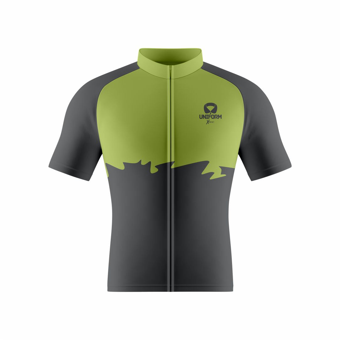 Green Cycling Uniform: This vibrant green cycling set features a breathable jersey and shorts. Designed for road and mountain biking, it offers comfort, performance, and an aerodynamic fit. Perfect for cyclists looking to add a fresh and energetic look to their rides. Keywords: green cycling uniform, cycling jersey, cycling shorts, road biking, mountain biking, professional cycling, cycling kit, cycling apparel, cycling gear, biking clothes, cycling outfit