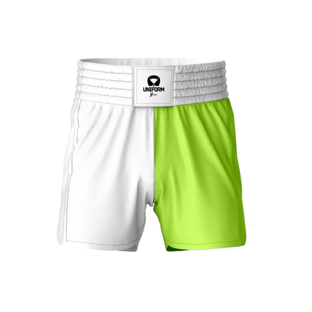 Green MMA Shorts: Power up your training with our vibrant green MMA shorts. Designed for durability and flexibility, these shorts offer superior comfort and unrestricted movement during intense workouts. Make a statement in the gym with our premium green design. Keywords: green MMA shorts, mixed martial arts shorts, training gear, athletic shorts