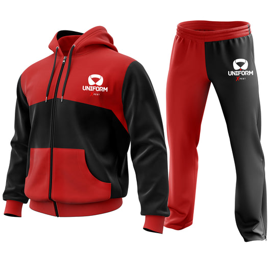 Men's track suit with zippered pockets, elastic waistband, and adjustable cuffs for a perfect fit.