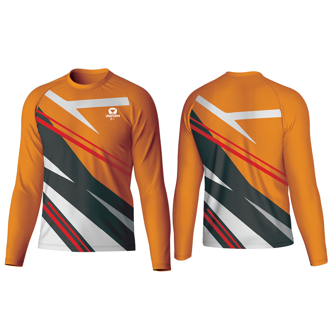 Uniform Xpert Custom Rash Guard, crafted from high-performance materials. Ideal for water sports and outdoor activities. Available in various colors and sizes, and can be customized for a perfect fit and unique style, offering protection, comfort, and durability.