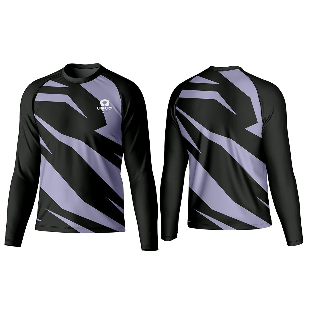 Uniform Xpert Custom Rash Guard, crafted from high-performance materials. Ideal for water sports and outdoor activities. Available in various colors and sizes, and can be customized for a perfect fit and unique style, offering protection, comfort, and durability.